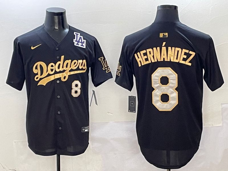 Men Los Angeles Dodgers #8 Hernandez Black Gold Game Nike 2025 MLB Jersey style 2